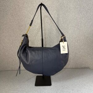 Hobo Chosen Sapphire Blue Leather‎ Shoulder Bag Gold Hardware Crescent Shape NWT